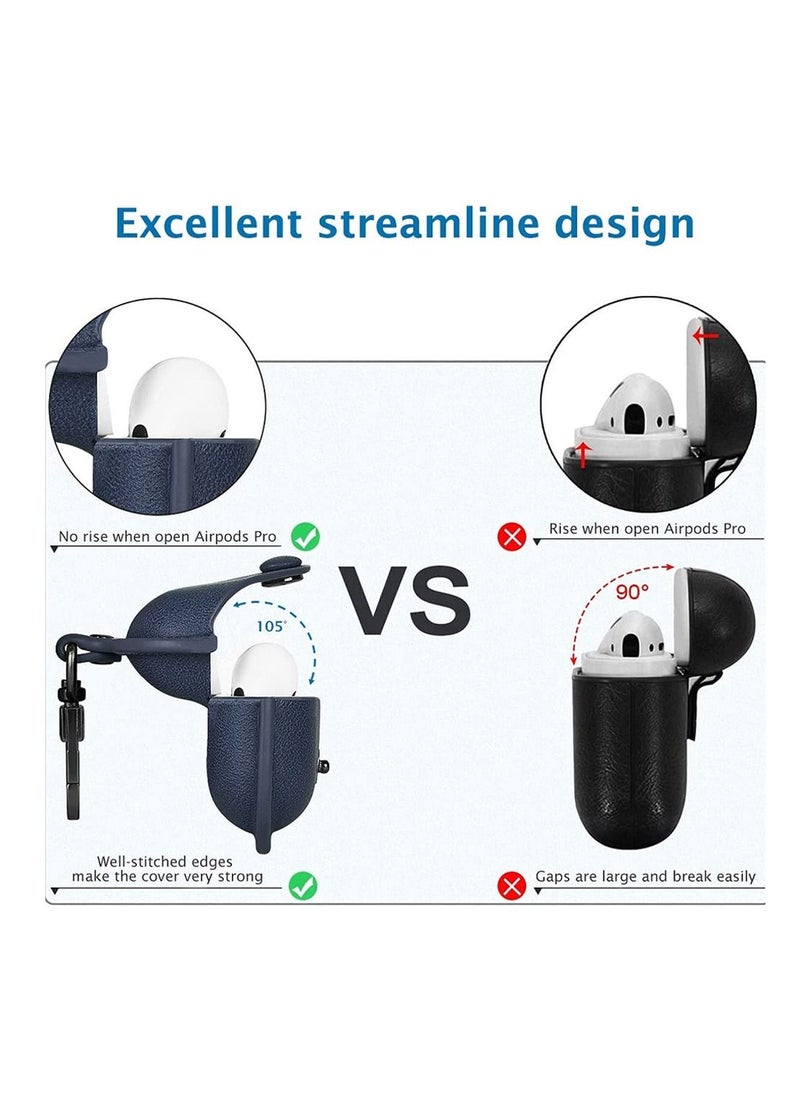 CATANES - Airpods 3 Leather Case Shockproof Cover with Keychain Compatible with Apple Airpods 3rd Generation Blue - Image 1