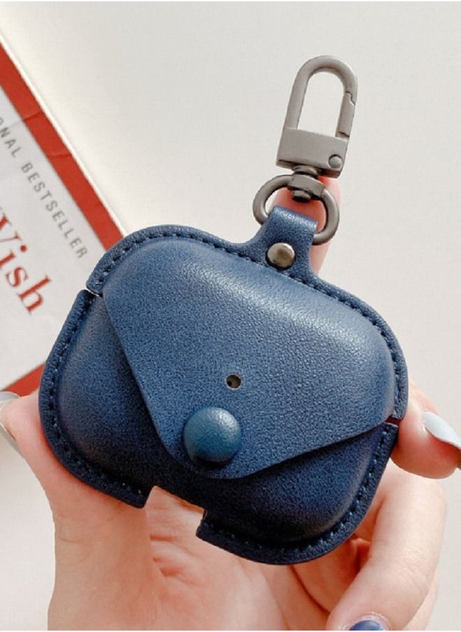CATANES - Airpods 3 Leather Case Shockproof Cover with Keychain Compatible with Apple Airpods 3rd Generation Blue - Image 1