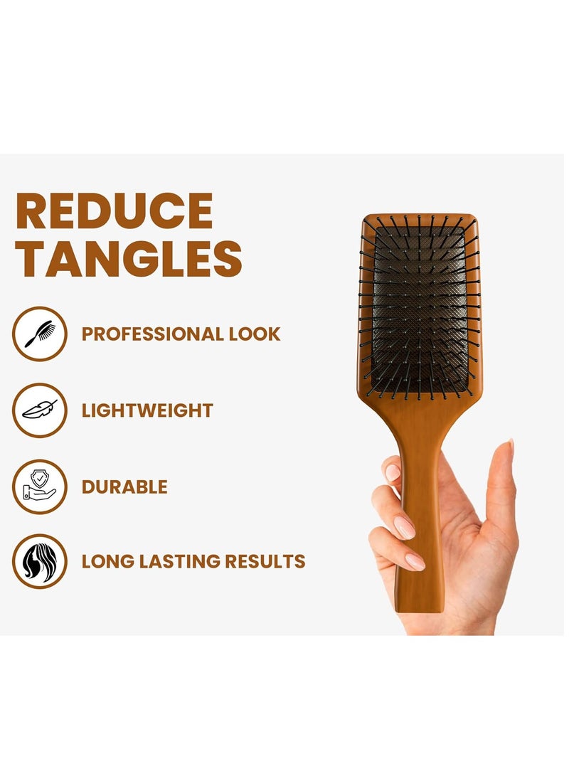 RUBAB MEN Premium Collection Wooden Paddle Hair Brush for Men & Women | Flexible Anti-Static Pins with Cushion Base & Sturdy Handle | Adds Shine & Volume to Hairs - Image 5