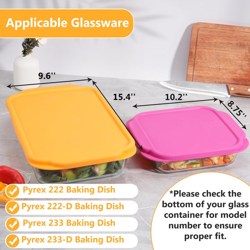 Purekra Silicone Lids for Pyrex 222ä¸¨233ä¸¨222-Dä¸¨233-D Glass Baking Dish, 2 Pack Silicone Lid for Pyrex Glass Dish, Dishwasher & Freezer & Microwave Safe (Baking Dish Not included) - Image 2