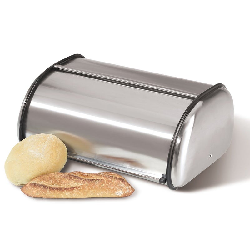 Oggi Stainless Steel Roll Top Bread Box for Kitchen Countertop with Stainless Steel Lid - Fits Multiple Large Loaves of Bread and Other Freshly Baked Goods Including Cookies, Bagels, Muffins - Image 1
