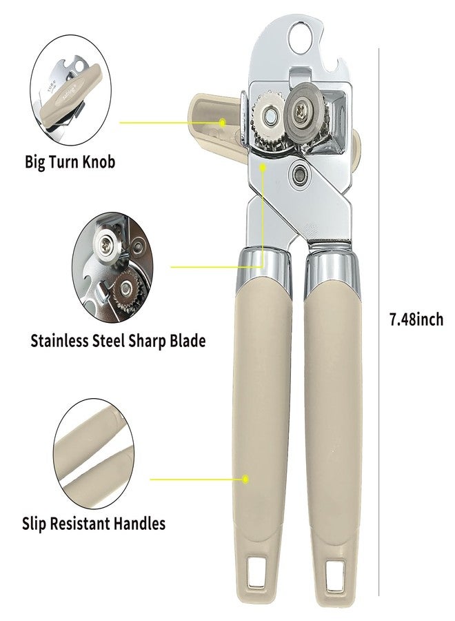 safring فتاحة علب يدوية من سافرينج، فتاحة علب يدوية قوية ومتينة مصنوعة من الفولاذ المقاوم للصدأ، مقبض مريح، شفرة حادة ذات حافة ناعمة، فتاحة علب مع فتاحة زجاجات متعددة الوظائف، بيج - Image 3