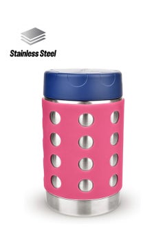 LunchBots LunchBots Thermal 16 oz Triple Insulated Thermos - Hot 6 Hours or Cold 12 Hours - Leak Proof Thermos Soup Jar - All Stainless Interior - Navy Lid - Pink Dots  - Image 1