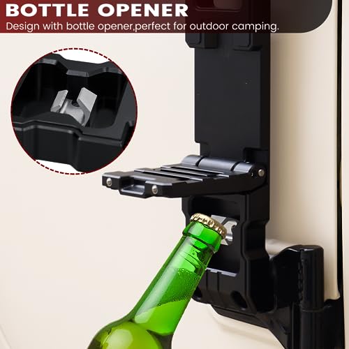 KANGIKX Side Door Hinge Foot Step - Folding Hinge Steps for Jeep Wrangler Accessories 2007-2023 JK JKU JL JLU & Gladiator JT, Aluminum Alloy Pedal Rooftop w/Bottle Opener -Pack 1 (Not fit 2021 Gladiator) - Image 2