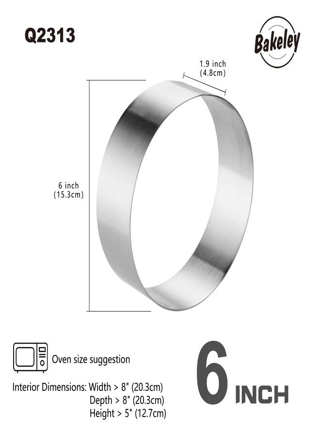 Bakeley 6 inch Stainless Steel Cake Mold, Dishwasher Safe Cake Ring Mold for Baking, Design for Valentine's Day Decorations & Home Baking - Image 2
