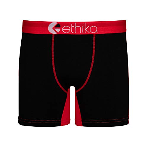 Ethika Men’s Mid Boxer Brief, 4-Way Stretch Performance Underwear with Graphic Prints – Red OG - Contrast (BKR, S) - Image 1