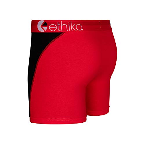Ethika Men’s Mid Boxer Brief, 4-Way Stretch Performance Underwear with Graphic Prints – Red OG - Contrast (BKR, S) - Image 2