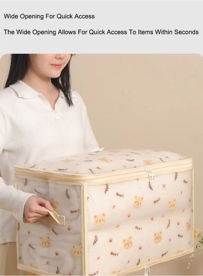 Storage Bin,Large Capacity Foldable Clear Under Bed Storage Organizer,Quilt Clothes Storage Box, Drawer Storage Organizer, Closet Organizer Basket,40*30*25cm - Image 4