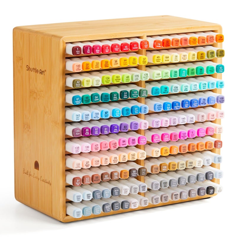 Shuttle Art Marker Organizer, Hold 176 Art Markers, Brush Pens, Pencil Large Holder with 22 Compartments for Home, Classroom, Office Desktop Stationary Storage - Image 1