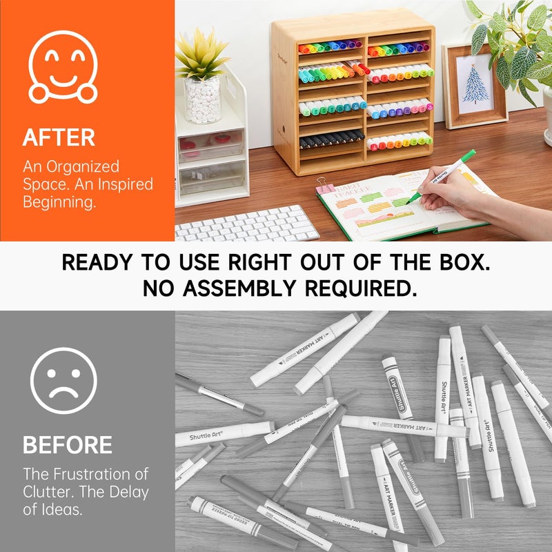 Shuttle Art Marker Organizer, Hold 176 Art Markers, Brush Pens, Pencil Large Holder with 22 Compartments for Home, Classroom, Office Desktop Stationary Storage - Image 4