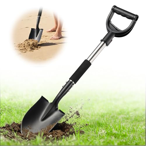 UIABOPZ Garden Shovels for Digging, 31 Inch Small Shovel, Heavy Duty Metal Digging Shovel with D-Handle Grip, Short Kids Shovels for Digging, Mini Spade Shovel for Gardening, Camping, Beach, Car, Snow Removal - Image 1