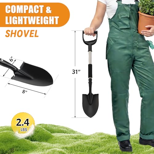 UIABOPZ Garden Shovels for Digging, 31 Inch Small Shovel, Heavy Duty Metal Digging Shovel with D-Handle Grip, Short Kids Shovels for Digging, Mini Spade Shovel for Gardening, Camping, Beach, Car, Snow Removal - Image 2
