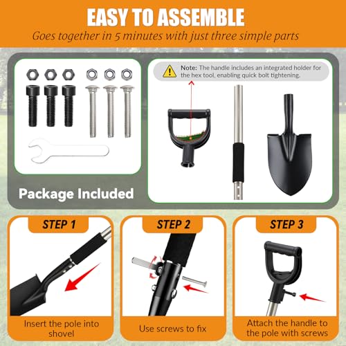 UIABOPZ Garden Shovels for Digging, 31 Inch Small Shovel, Heavy Duty Metal Digging Shovel with D-Handle Grip, Short Kids Shovels for Digging, Mini Spade Shovel for Gardening, Camping, Beach, Car, Snow Removal - Image 5