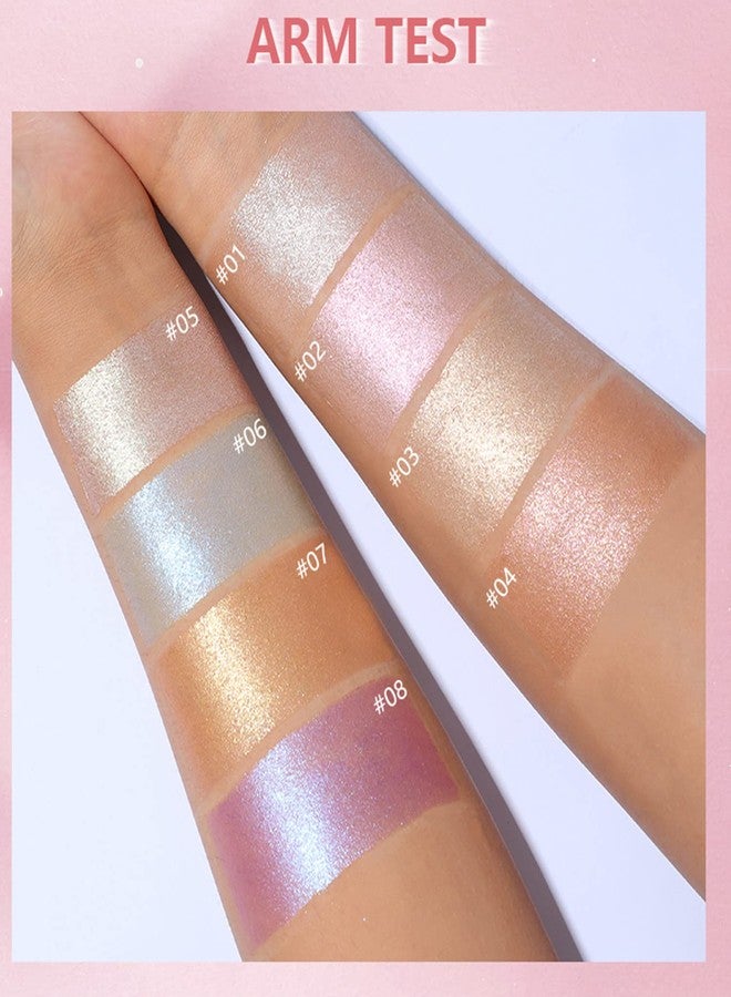 MAEPEOR Face Highlighter Palette 8 Colors Shimmer Glitter Pearl Highlighter Powder Sparkly Diamond Highlighting Palette for Face Cheek (03 Champagne Gold) - Image 4