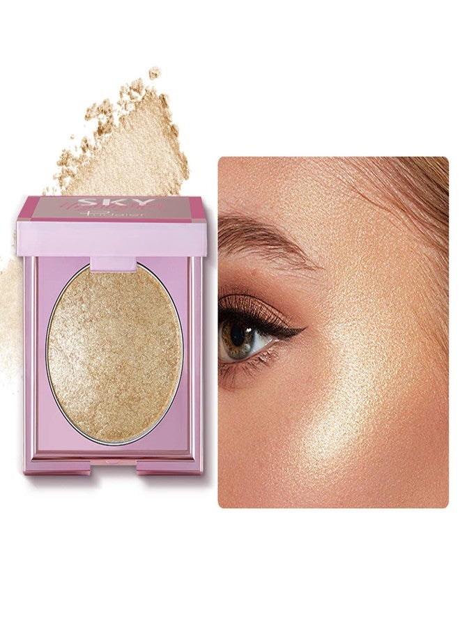MAEPEOR Face Highlighter Palette 8 Colors Shimmer Glitter Pearl Highlighter Powder Sparkly Diamond Highlighting Palette for Face Cheek (03 Champagne Gold) - Image 1
