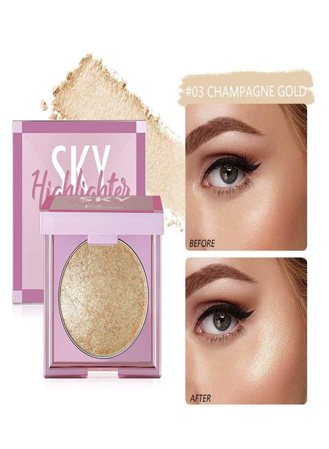 MAEPEOR Face Highlighter Palette 8 Colors Shimmer Glitter Pearl Highlighter Powder Sparkly Diamond Highlighting Palette for Face Cheek (03 Champagne Gold) - Image 2