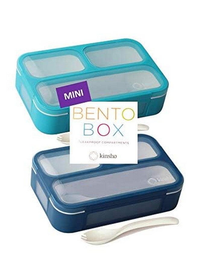 Kinsho Mini Bento-Box Snack Boxes Set of 2 | Small Portion Lunch Containers for Kids Boys Girls Toddlers | BPA Free | Navy & Blue - Image 2