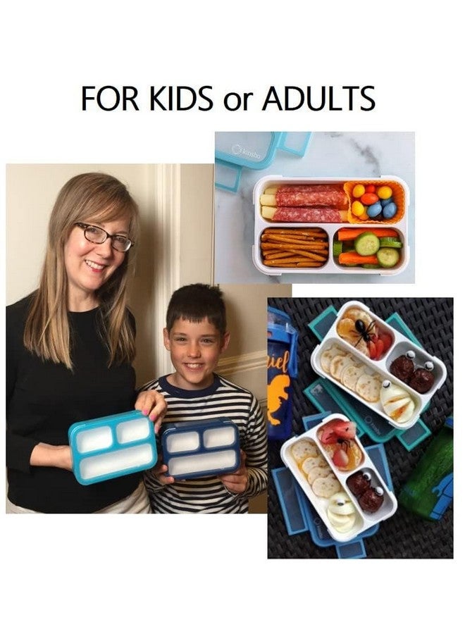 Kinsho Mini Bento-Box Snack Boxes Set of 2 | Small Portion Lunch Containers for Kids Boys Girls Toddlers | BPA Free | Navy & Blue - Image 5