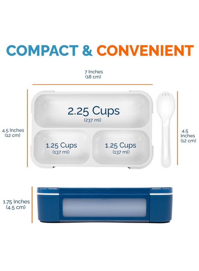 Kinsho Mini Bento-Box Snack Boxes Set of 2 | Small Portion Lunch Containers for Kids Boys Girls Toddlers | BPA Free | Navy & Blue - Image 3