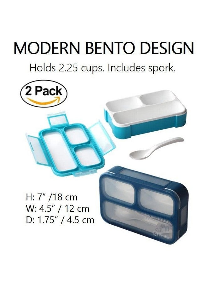 Kinsho Mini Bento-Box Snack Boxes Set of 2 | Small Portion Lunch Containers for Kids Boys Girls Toddlers | BPA Free | Navy & Blue - Image 4