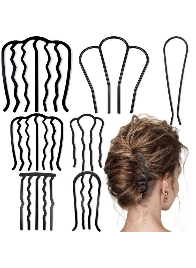لابوهي 7 قطع من أمشاط الشعر الجانبية المعدنية، مشبك شوكة الشعر، عصا دبوس الشعر على شكل كعكة أوبدو، أمشاط شعر على شكل حرف U لإكسسوارات الشعر العتيقة، مجموعة شعر سميكة وناعمة - Image 1