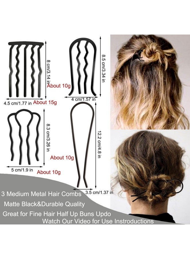 لابوهي 7 قطع من أمشاط الشعر الجانبية المعدنية، مشبك شوكة الشعر، عصا دبوس الشعر على شكل كعكة أوبدو، أمشاط شعر على شكل حرف U لإكسسوارات الشعر العتيقة، مجموعة شعر سميكة وناعمة - Image 3