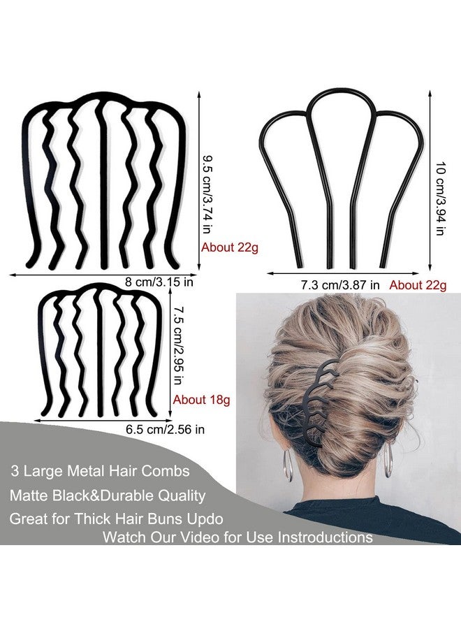 لابوهي 7 قطع من أمشاط الشعر الجانبية المعدنية، مشبك شوكة الشعر، عصا دبوس الشعر على شكل كعكة أوبدو، أمشاط شعر على شكل حرف U لإكسسوارات الشعر العتيقة، مجموعة شعر سميكة وناعمة - Image 2