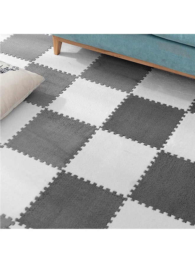Generic - 24 Pieces Plush Puzzle Foam Floor Mat Tiles with Border Square Interlocking Carpet Fluffy Area Rug Protective Playmat for Parlor Bedroom Parlor Bedroom - Image 1