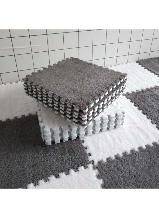 Generic - 24 Pieces Plush Puzzle Foam Floor Mat Tiles with Border Square Interlocking Carpet Fluffy Area Rug Protective Playmat for Parlor Bedroom Parlor Bedroom - Image 1