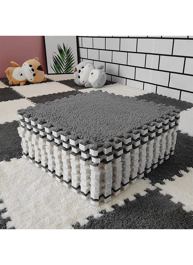 Generic - 24 Pieces Plush Puzzle Foam Floor Mat Tiles with Border Square Interlocking Carpet Fluffy Area Rug Protective Playmat for Parlor Bedroom Parlor Bedroom - Image 1
