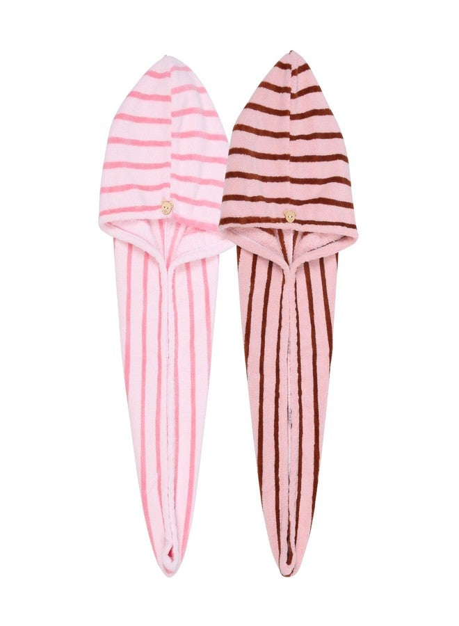 HOUSSE Lined Microfiber Head Towel, Ultra Soft, Absorbent & Hair Wrap -300GSM (2, Pink & Peach) - Image 1