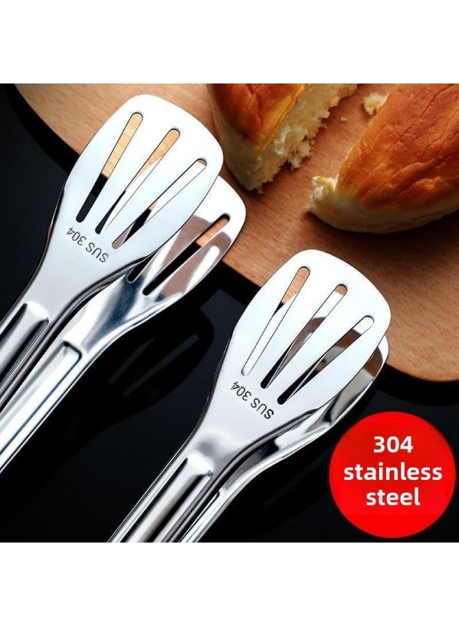 304 Stainless Steel Food Clip Barbecue Steak Clip Barbecue Bread Clip Kitchen Long Thick Dish Clip Household Commercial-Specifications:Five Pieces [top Special Price]-Color:Large Glossy Black Approx. ( 34cm )  - Image 4