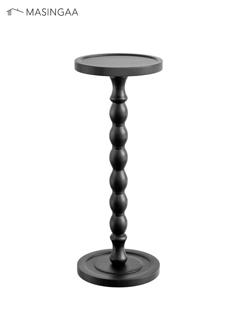 MASINGAA Solid Wood Coffee Table, Small Side Table for Small Spaces, Drink Table, Sturdy Wooden Base End Tables for Living Room, Bedroom, Corners, and Office, Black - Image 1