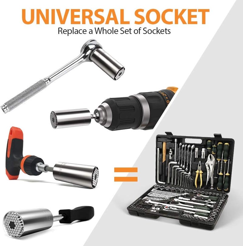 HELEMAN 2-Pack Universal Socket Tool Set with Power Drill Adapter - Christmas Gift for Men - Image 4