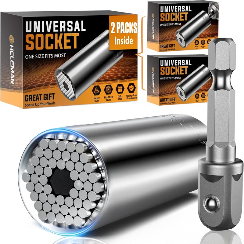 HELEMAN 2-Pack Universal Socket Tool Set with Power Drill Adapter - Christmas Gift for Men - Image 1