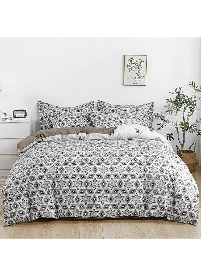 RISHAHOME 6-Piece Double Size Duvet Cover Set|1 Duvet Cover + 1 Flat Sheet + 4 Pillow Cases|Microfibre|CELESTE  - Image 2