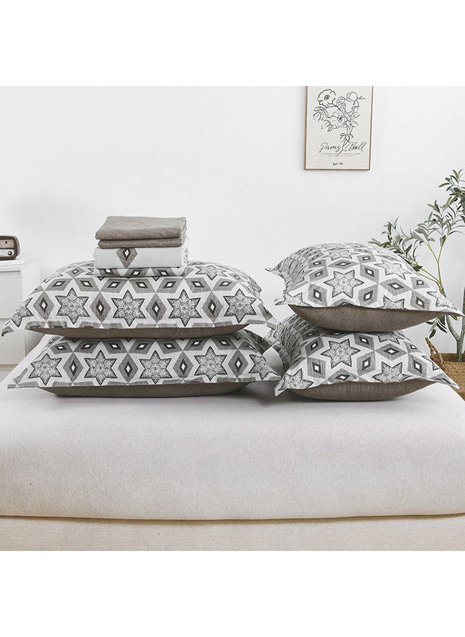 RISHAHOME 6-Piece Double Size Duvet Cover Set|1 Duvet Cover + 1 Flat Sheet + 4 Pillow Cases|Microfibre|CELESTE  - Image 4