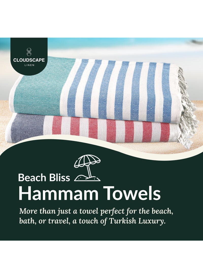 Cloud Scape Linen Turkish Beach Towel Set of 2, 39x71 inches Oversized Lightweight 100% Cotton Hammam Towel, STRP2  - Image 2