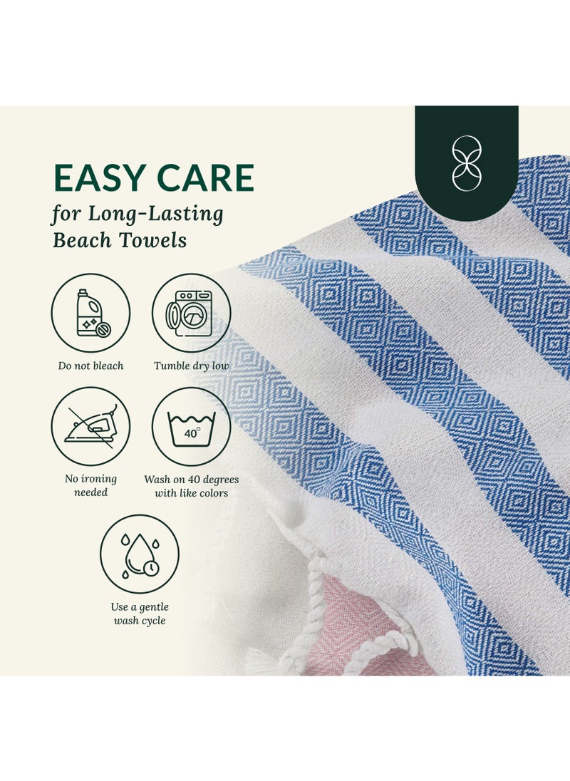 Cloud Scape Linen - Turkish Beach Towel Set of 2, 39x71 inches Oversized Lightweight 100% Cotton Hammam Towel, STRP2 - Image 1