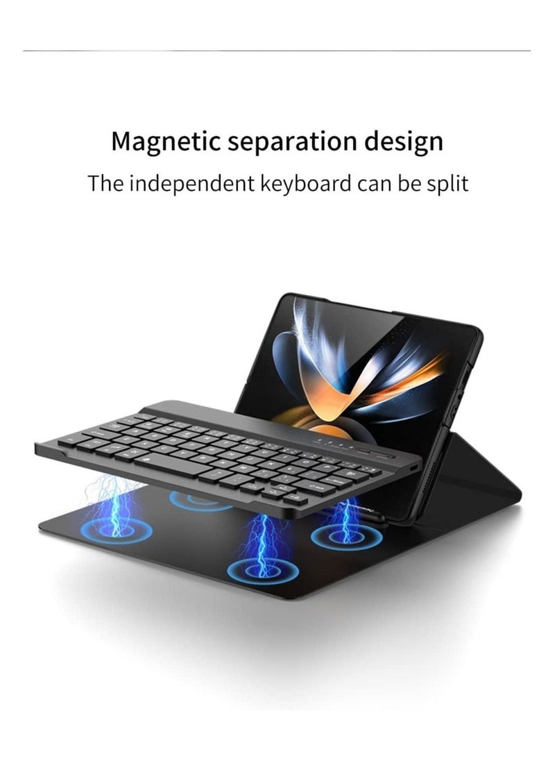 Raxoom Samsung Galaxy Z Fold 4 Case,Screen Protector Keyboard Leather Case Stylus+Pen Slot Phone Office Kit,Folding Phone Cover for Samsung Galaxy Z Fold 4 5G-Black - Image 5