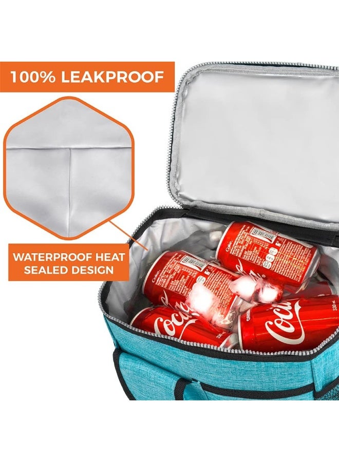 opux Insulated Lunch Bag for Men Women, Leakproof Sea Blue Lunch Box for Work, Portable Soft Lunch Cooler Bag with Shoulder Strap, Adult Lunchbox Lunch Pail for Kid Boy Girl School, 18 Can/10L - Image 3