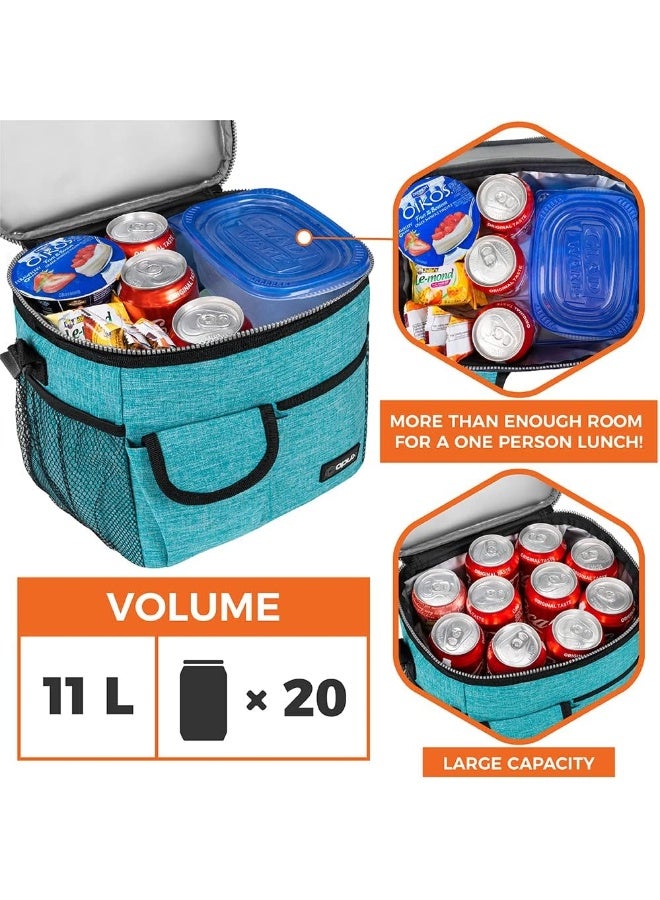 opux Insulated Lunch Bag for Men Women, Leakproof Sea Blue Lunch Box for Work, Portable Soft Lunch Cooler Bag with Shoulder Strap, Adult Lunchbox Lunch Pail for Kid Boy Girl School, 18 Can/10L - Image 1