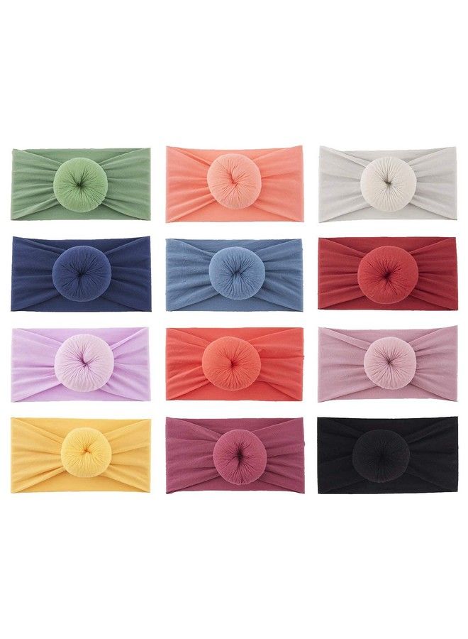 WHISKET Baby Girls Turban Headbands Newborn Round Knot Wide Headwrap For Infant Toddler Boys Hair Accessories [Multi Colors] (2) - Image 2