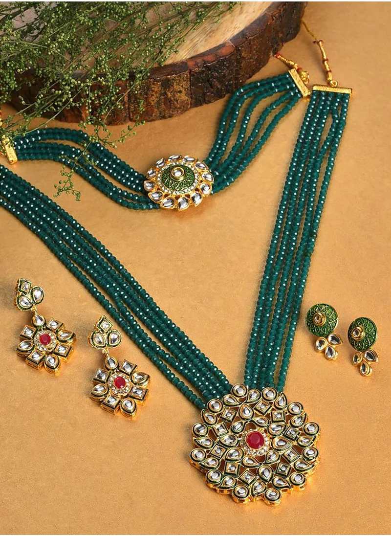 SOHI Gold Plated Stone Designer Necklace Set