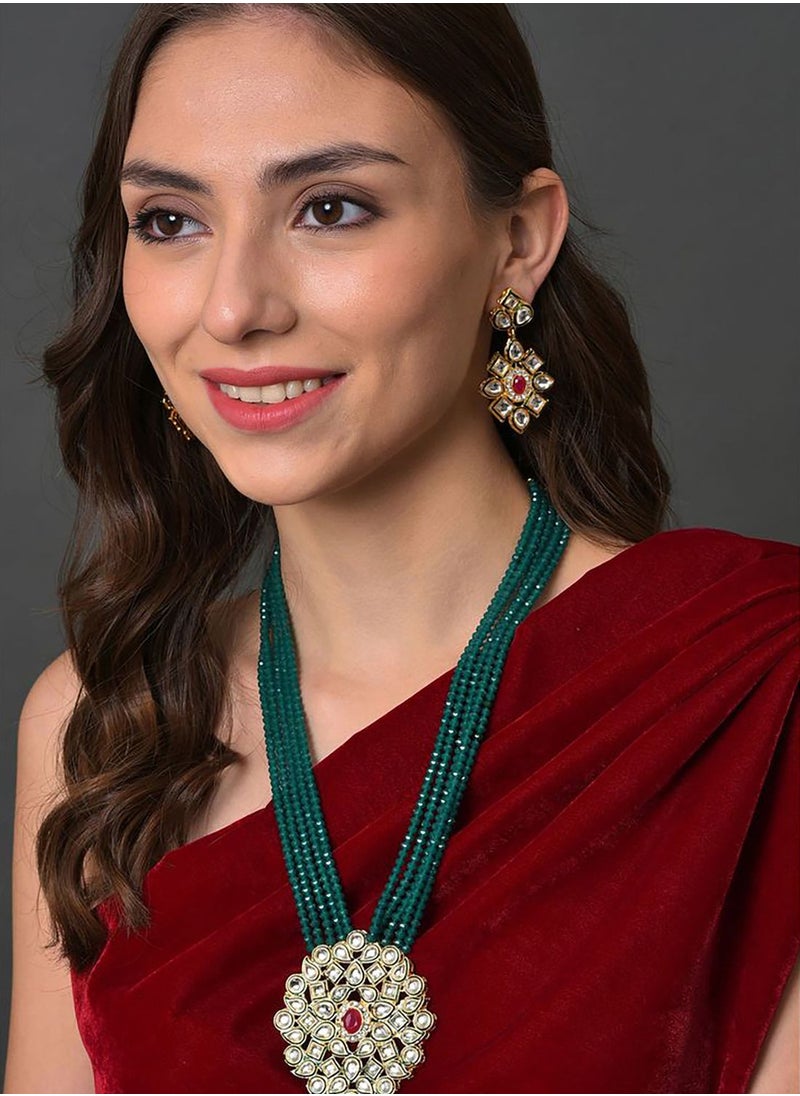 سوهي طقم عقد واقراط مزينة باحجار مطلية بالذهب  - Image 3