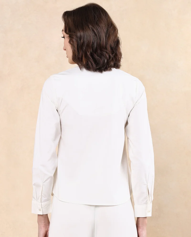 Rareism Women's Cuffed Sleeve Plain Top