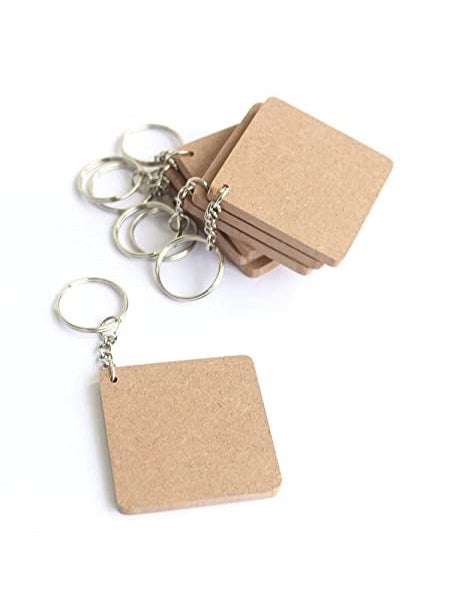 Maitri Maitri 50 Pcs Square Shape Key Chains with Ring 50 x 50 mm Art and Craft with Smooth Surface It is Suitable for Craft Activities Mandala Art MDF Board Suitable for Decoupage 