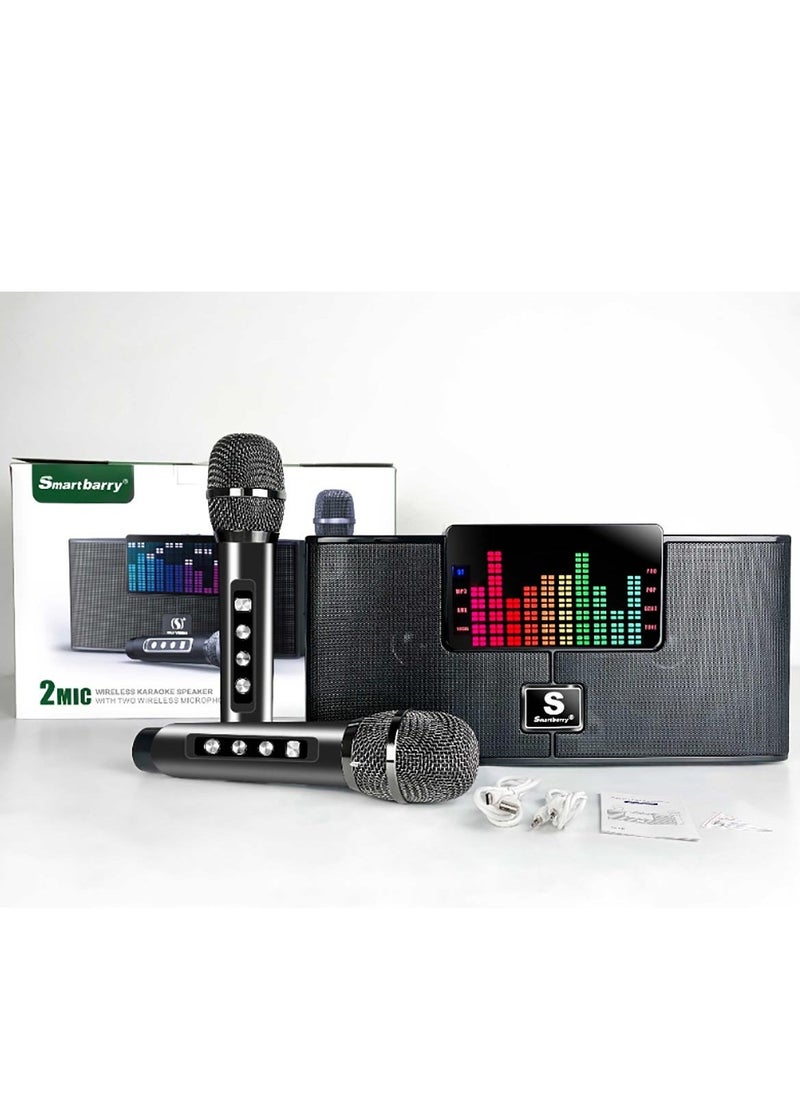 Smart Berry M25 Plus Portable Bluetooth Speaker With 2 Wireless Microphones, LED Karaoke Machine for Adults and Kids, Rechargeable Speaker System, Colorful Lights, and Bluetooth Compatibility for Home Party Use  - Image 4
