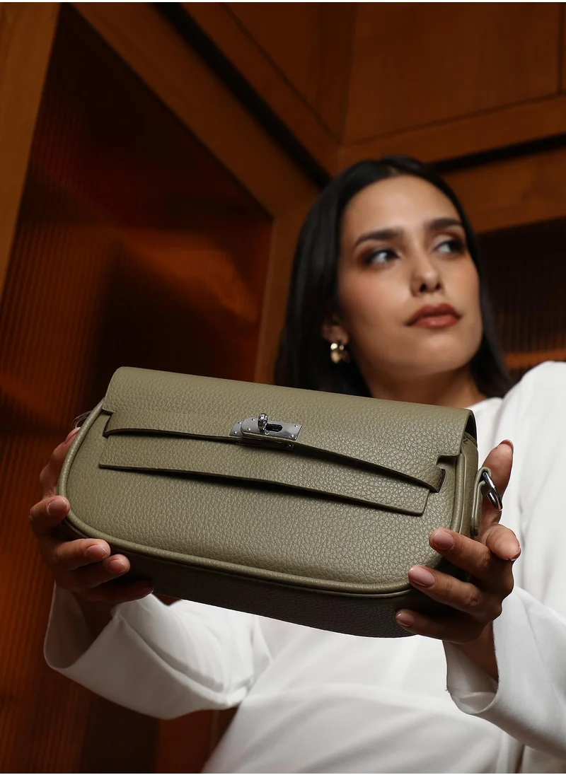 صوص هاوت Women's The Overlap-Curve Sling Bag - Olive Green