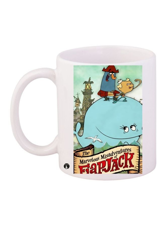 RYN Flapjack Printed Coffee Mug White/Blue/Red 11ounce
